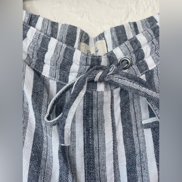 PER SE LINEN BLEND BEACHY NAVY/GREY/WHITE STRIPED WIDE LEG CAPRI PANTS; size 3X - Picture 2 of 6